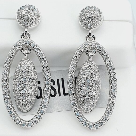 "925 Sterling Silver Cubic Zirconia Earrings, UU1P6A6110 - Picture 4 of 9